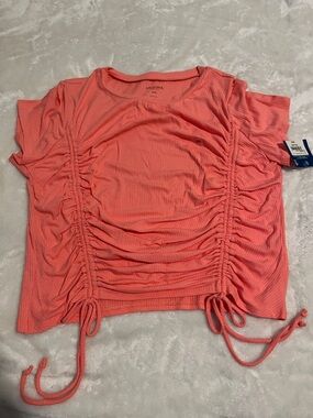 Arizona Jean Company Coral Drawstring Ruched Crop Top